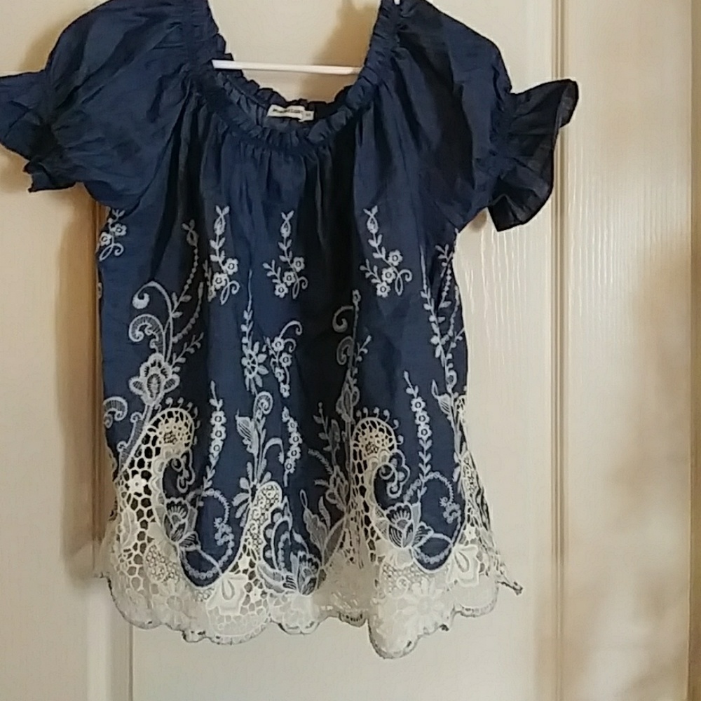 Denim lace top