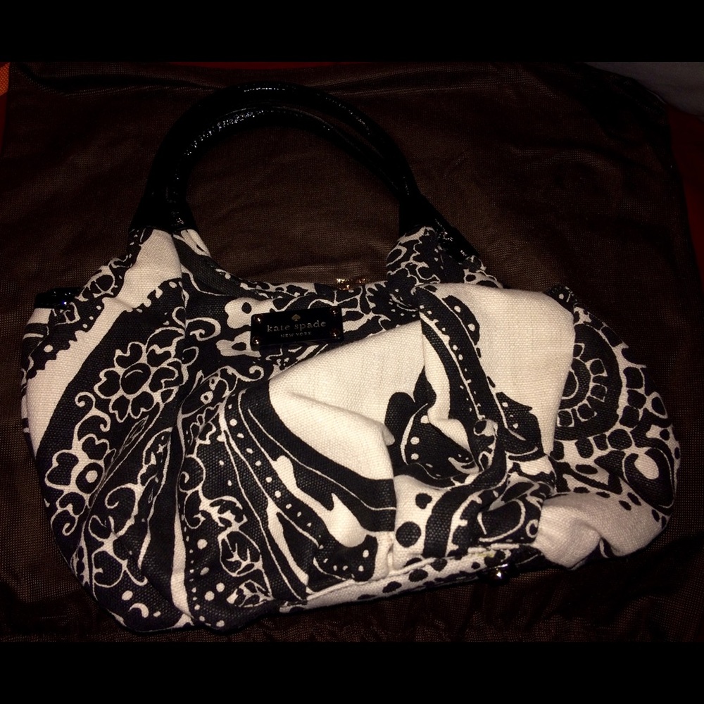 EUC Kate Spade Stevie Satchel - black/natural