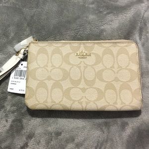 Double Zipper Signature Coated Canvas (Authentic)