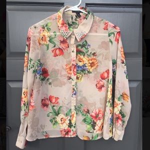 Floral Print Button Up Blouse