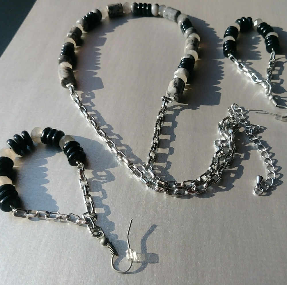 Wave Jasper Chain Necklace Set