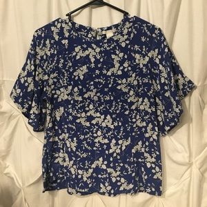 Blue & White Floral Peplum