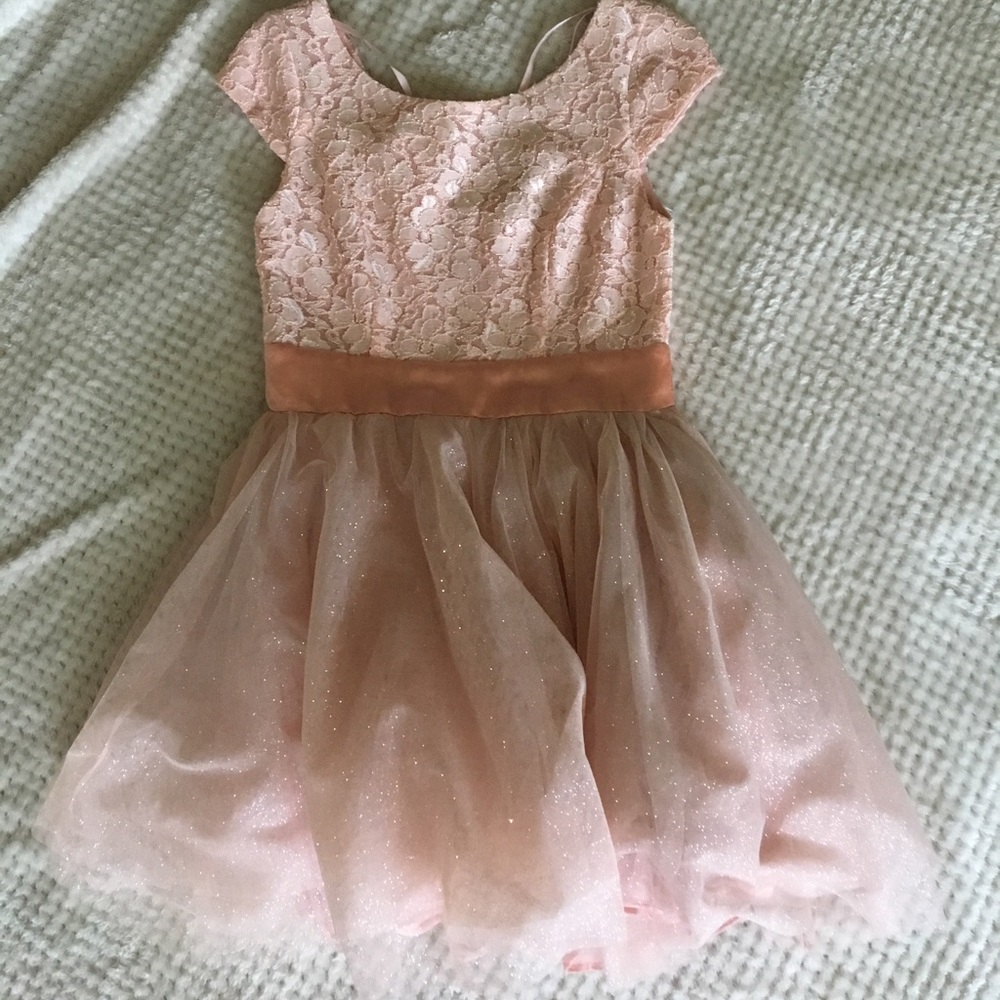 Pink lace and sparkling prom dress