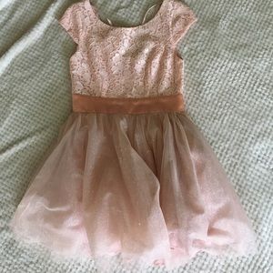 Pink lace and sparkling prom dress