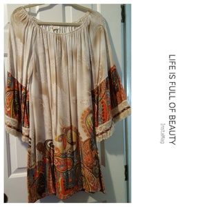 ENTRO Orange Cream Paisley Boho Dress New w/o Tags