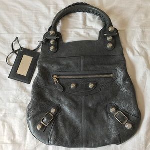 Balenciaga grey leather handbag. Never used tag on