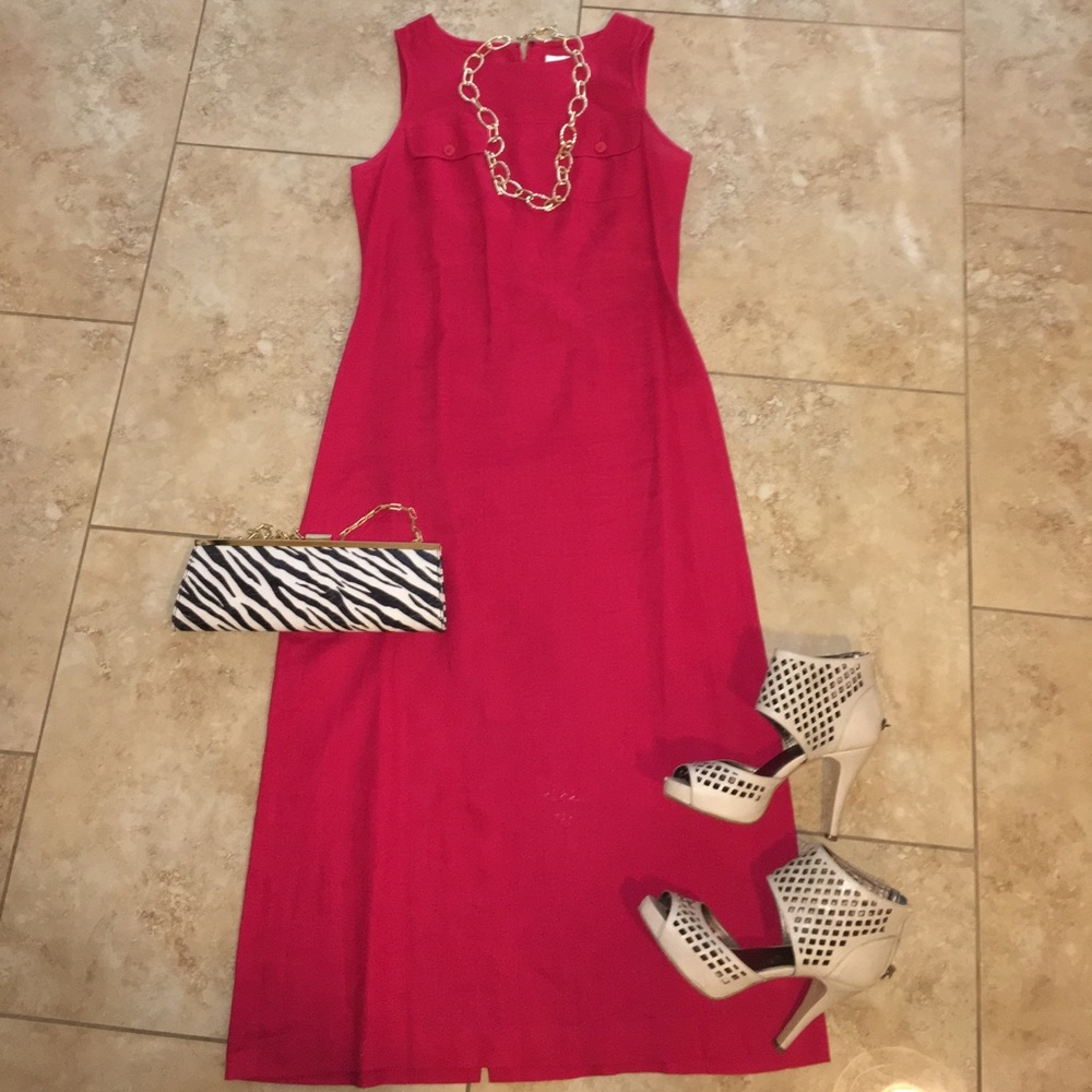 Casual Corner Red Linen Dress