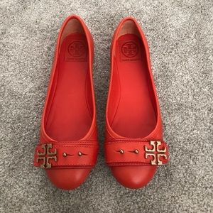 Tory Burch Deep Orange Ballet Flats