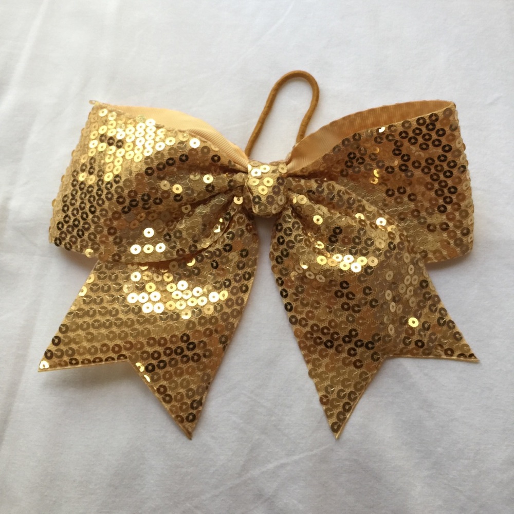 Gold Sequin Cheer Bow