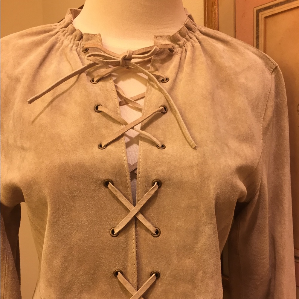 Beautiful Hippie Boho Tan Leather Tunic Small - Picture 3 of 8
