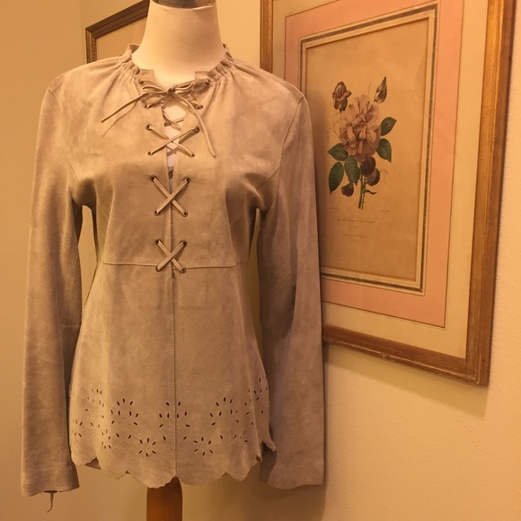 Beautiful Hippie Boho Tan Leather Tunic Small - Picture 2 of 8