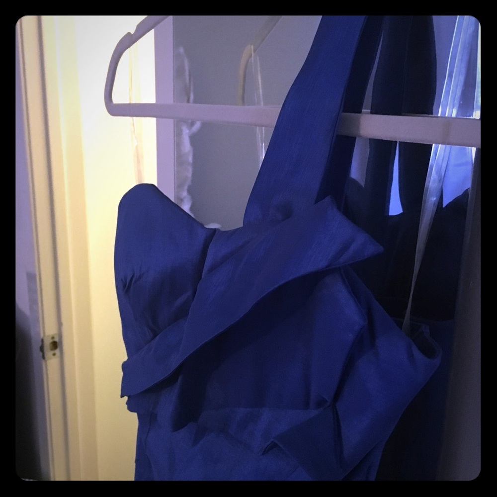 Floor length blue evening dress