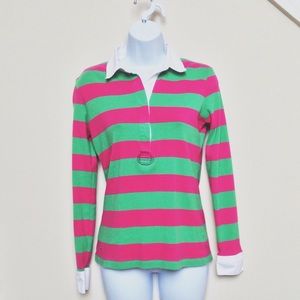 Lilly Pulitzer Tops - Lilly Pulitzer Pink and Green Striped Rugby Shirt Lilly Pulitzer Tops - Lilly Pulitzer Pink and Green Striped Rugby Shirt