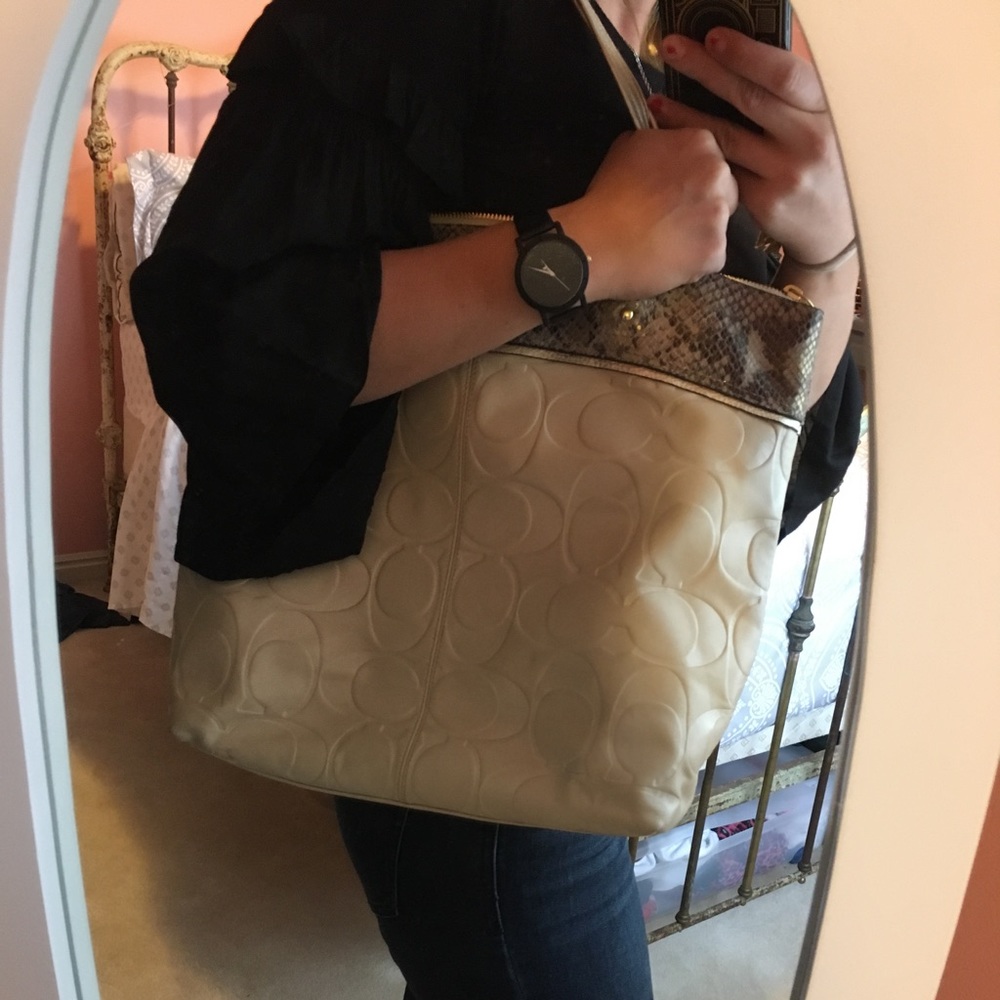 White Crocodile Coach Bag