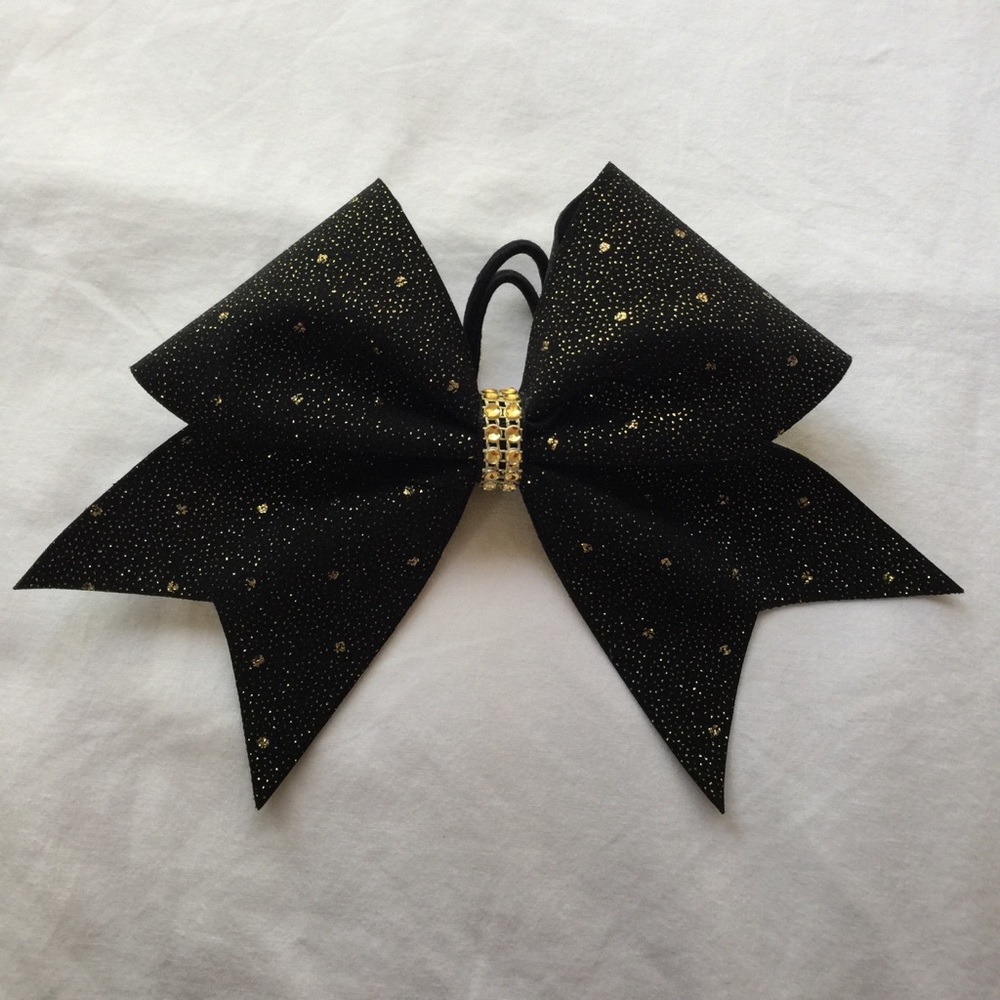 Black Cheer Bow with Gold Glitter