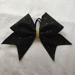 Black Cheer Bow with Gold Glitter