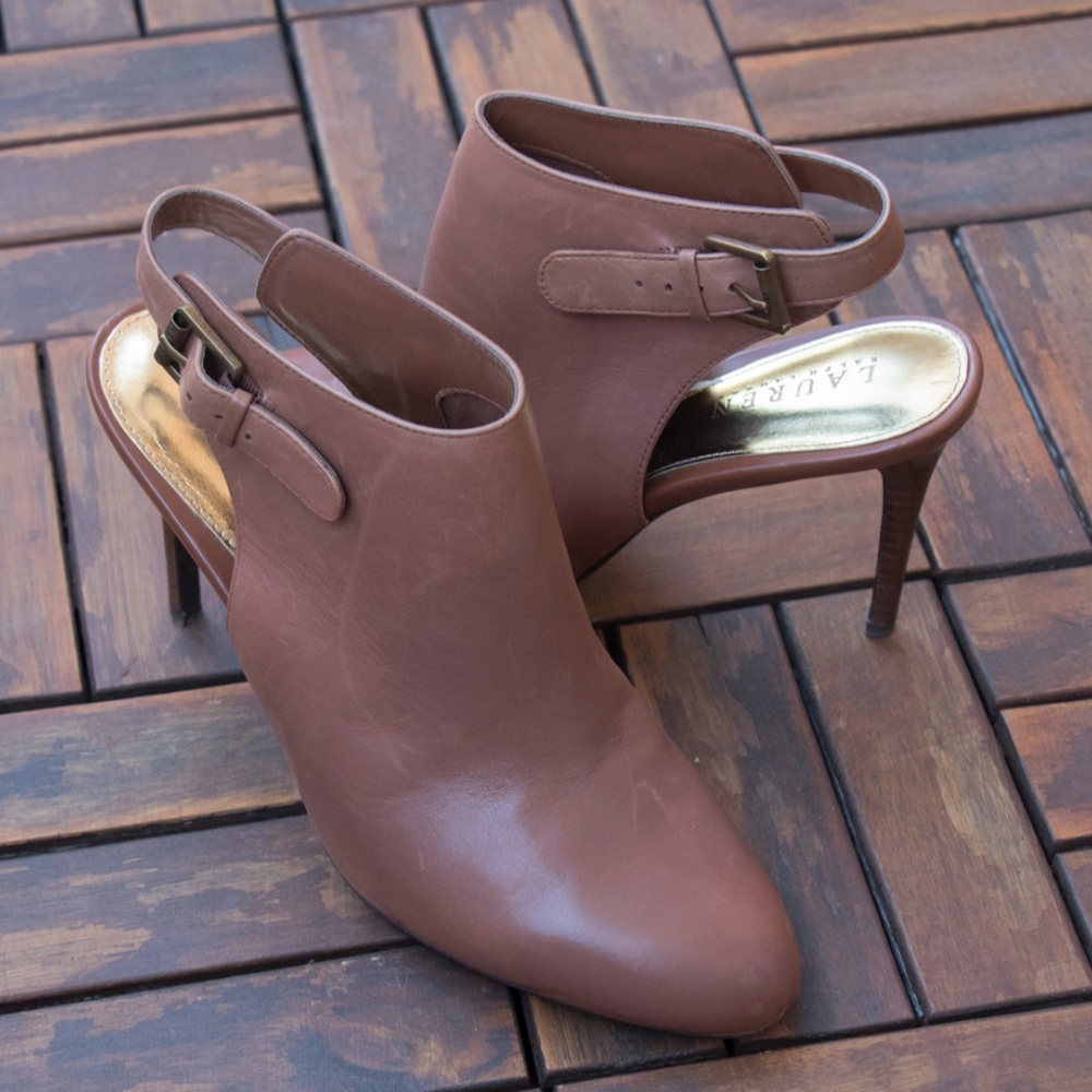 Classic Tan Color High Heel With Open-heel Boots