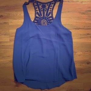 Blue lace back tank