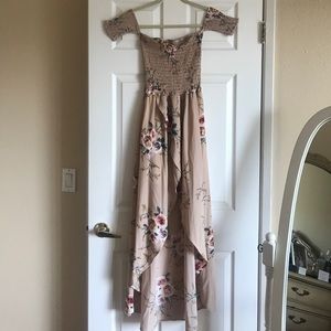 Nude floral maxi dress