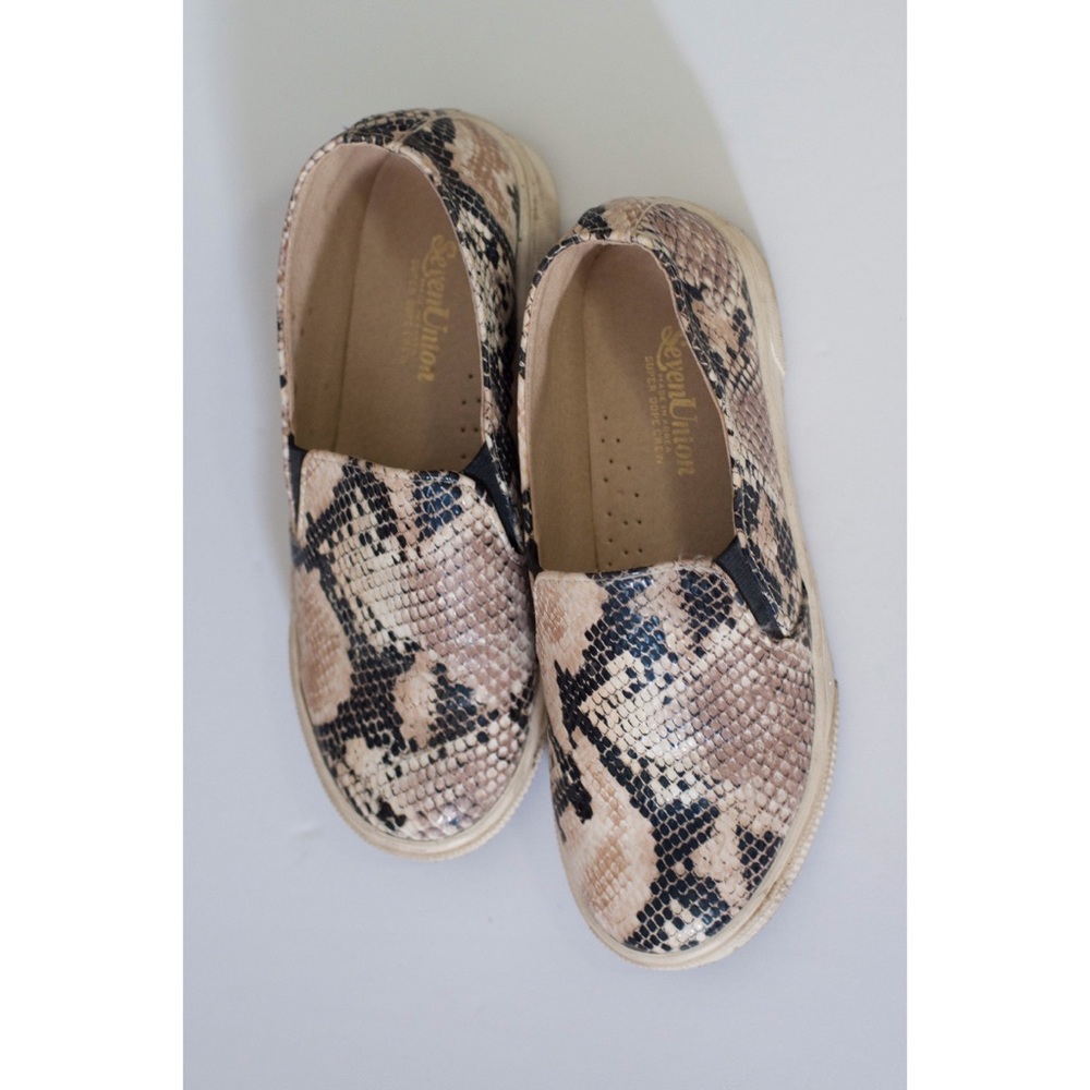 Snake skin print slip on sneakers