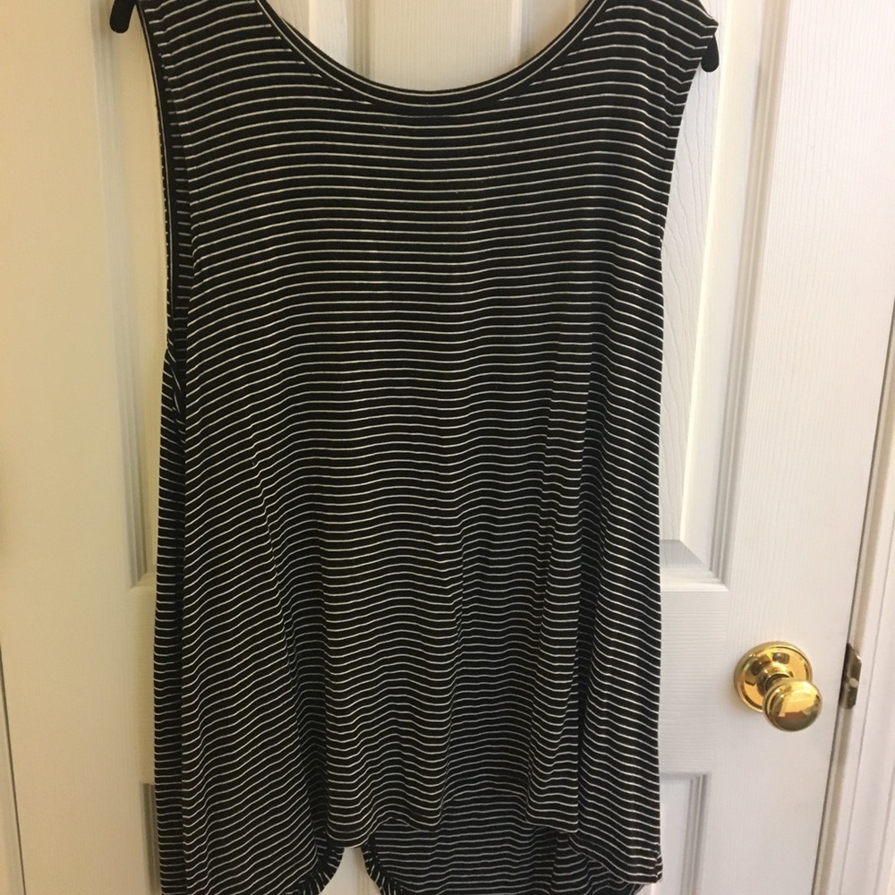 Size XXL black and white striped open back tank