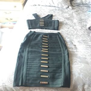Two piece olive bandage dress