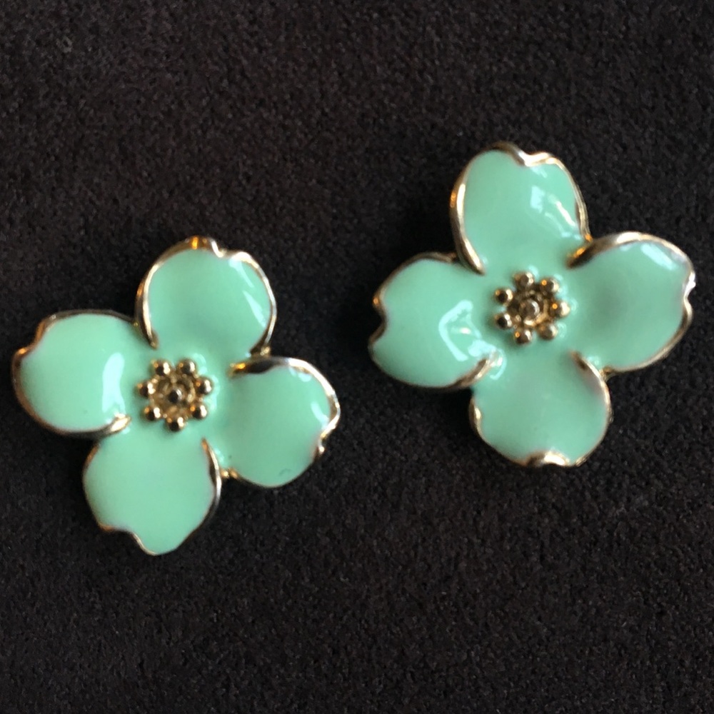 Teal Flower Studs