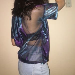 Iridescent mesh shirt