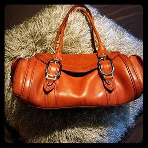 Cole Haan orange Baguette TRINITY leather satchel