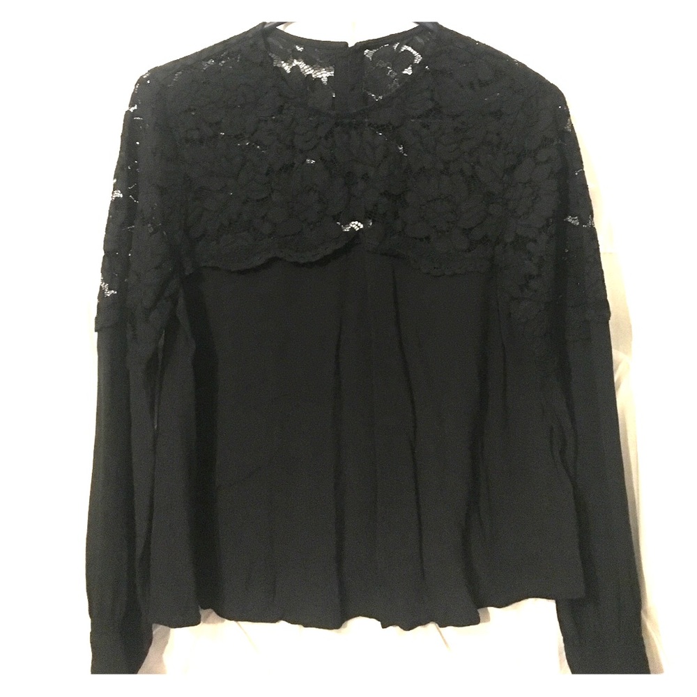 Long sleeve Blouse with Lace Top