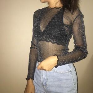 Glittery mesh top