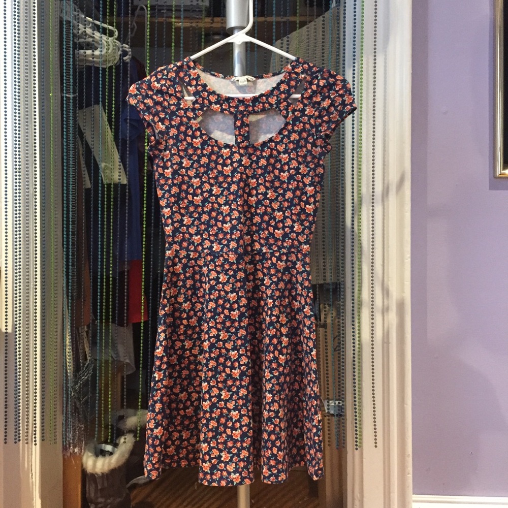 Floral cutout skater dress