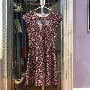 Floral cutout skater dress