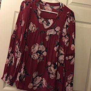 Maroon floral blouse