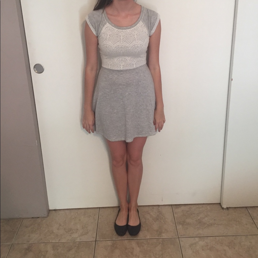 Grey Dress with Lace Detail