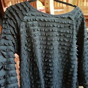 Black long sleeved shirt with little ruffles