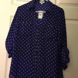 Anchor Blouse - Navy & White