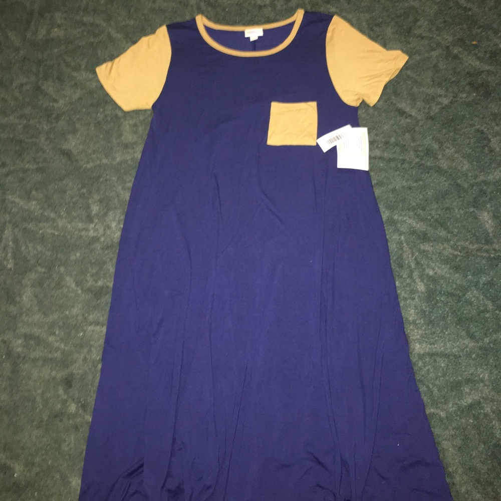 NWT LulaRoe xxs Carly Navy blue and mustard yellow