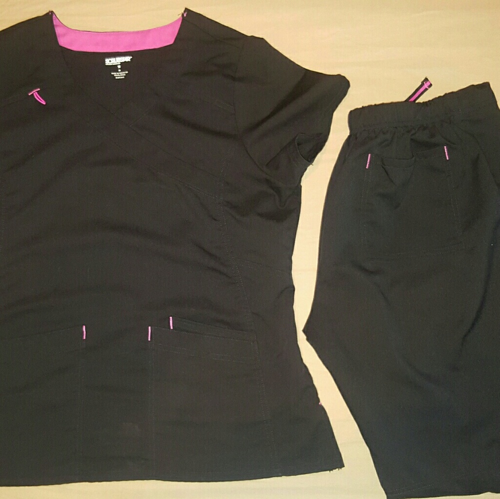 Womens black scrub set