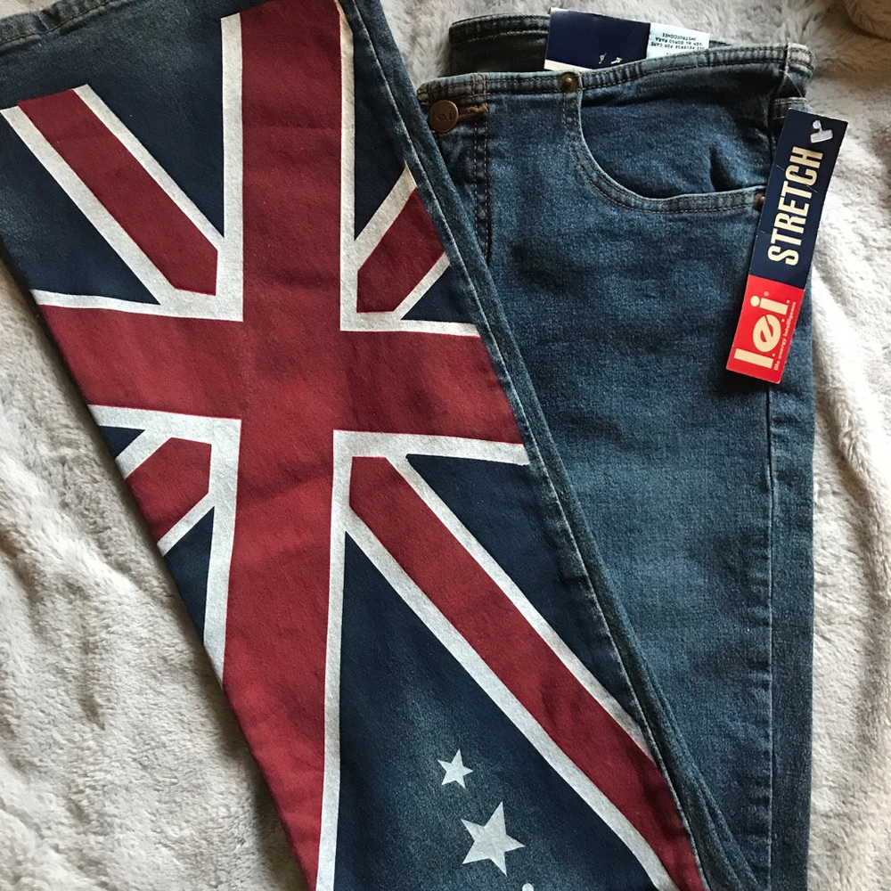 Union Jack stretch boot cut jeans 🇬🇧
