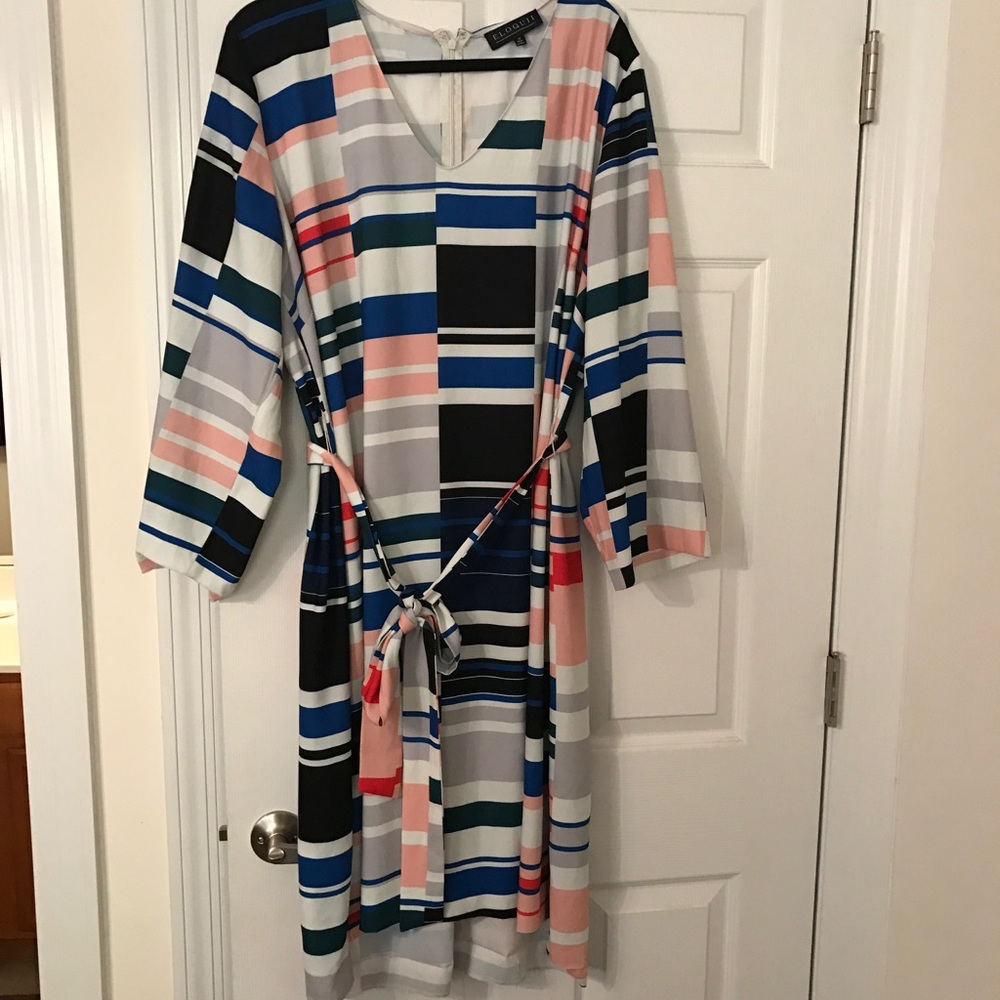 Eloquii, Long Sleeve Mixed Print Dress, Size 22