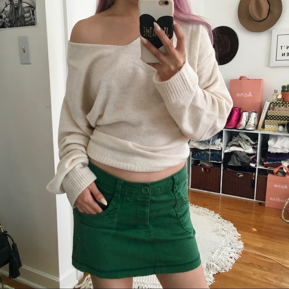 Green Low Rise Mini Skirt
