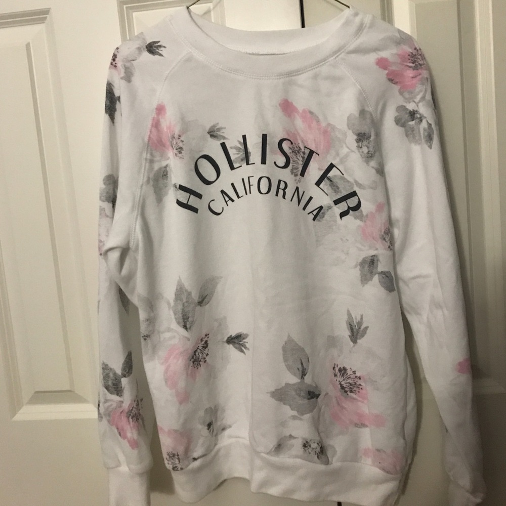 Hollister Pink and Black Flower Sweatshirt