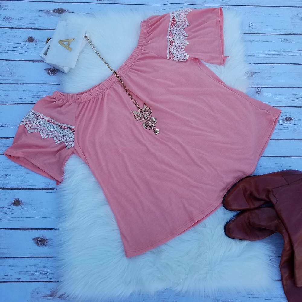 JKLA Off-The-Shoulder Coral Top