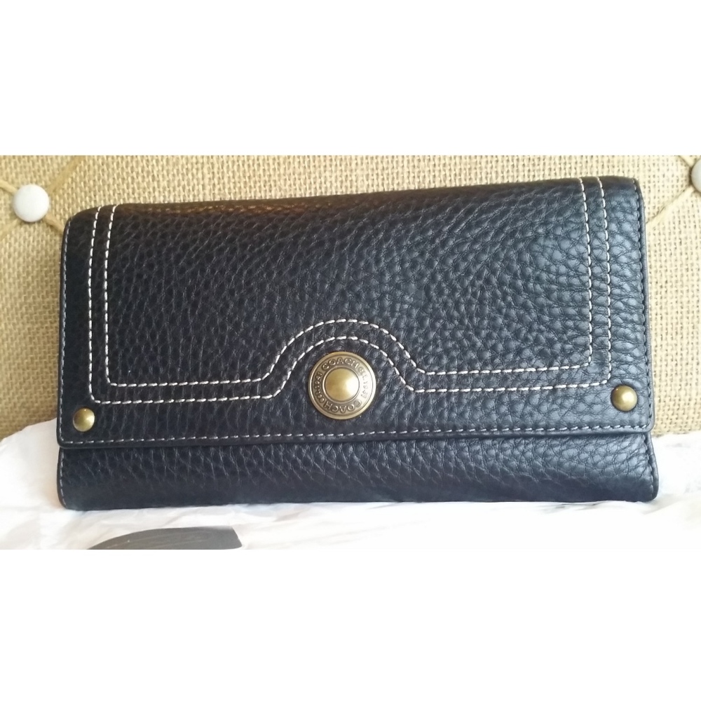 Coach Chelsea Black Wallet Checkbook trifold