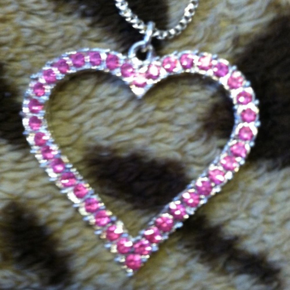 💗Pink heart rhinestone necklace💗