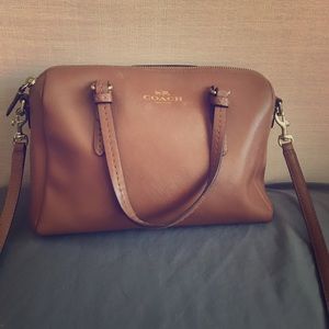 Coach brown leather body cross bag