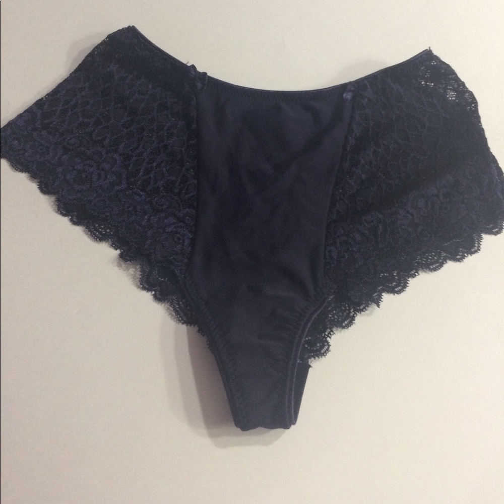 Navy lace cotton panties