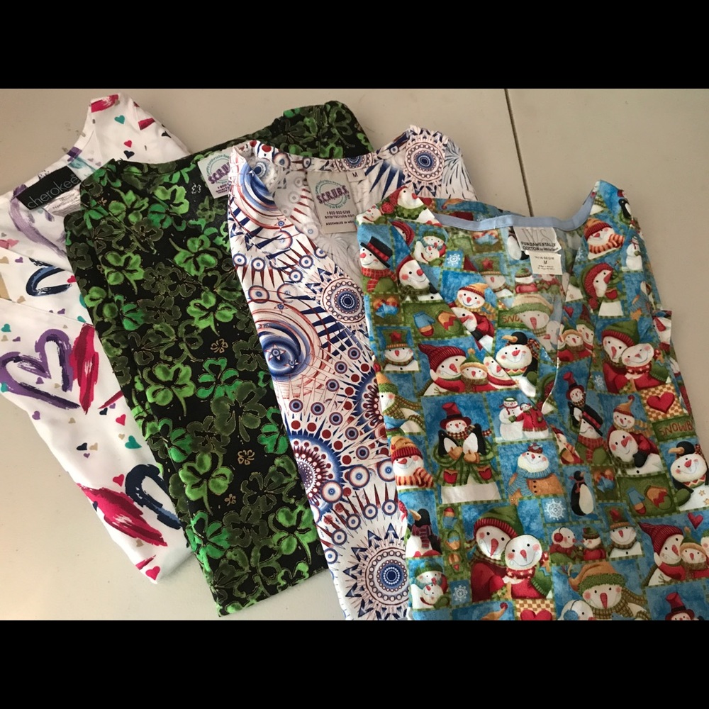 Seasonal scrub tops