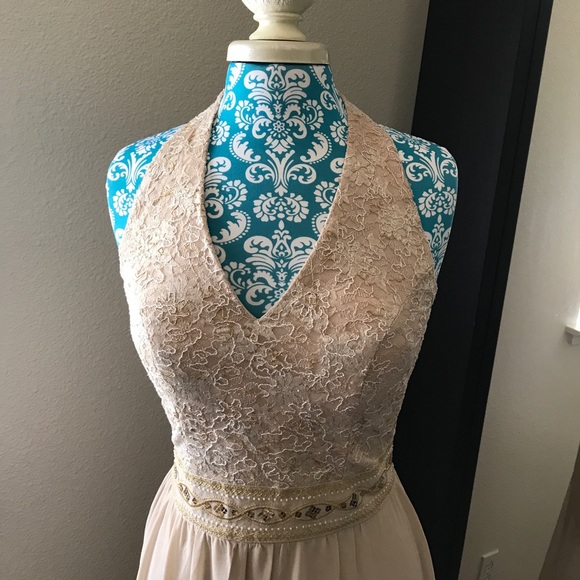 NWOT Medium Light Tan & Gold Formal Dress 💓👗 - Picture 2 of 7